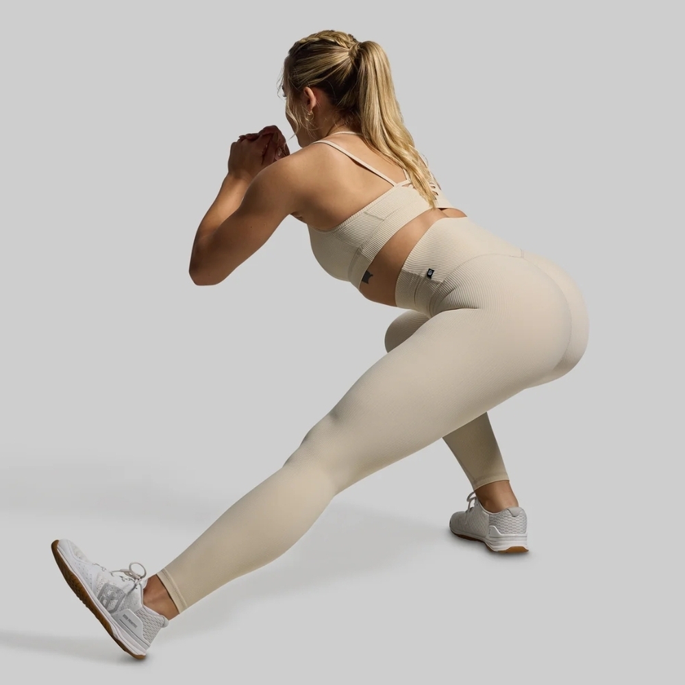 Born Primitive Ribbed LIMITLESS LEGGINGS in OATMEAL - Picture 3 of 6
